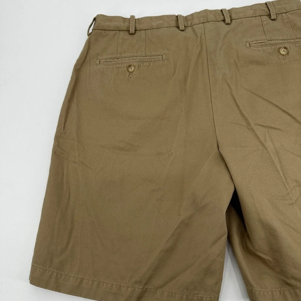 Peter Millar Mens Khaki Pima Cotton Flat Front Chino Shorts Size 35 Tan RN100308